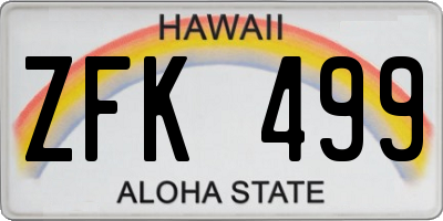 HI license plate ZFK499