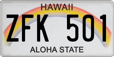HI license plate ZFK501