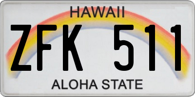 HI license plate ZFK511