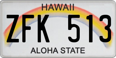 HI license plate ZFK513