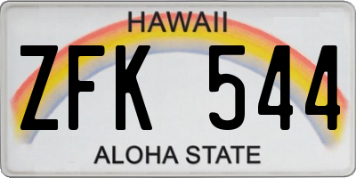 HI license plate ZFK544