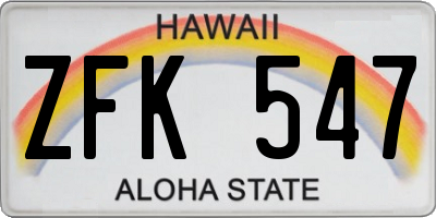 HI license plate ZFK547