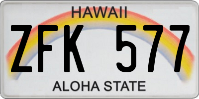 HI license plate ZFK577