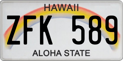 HI license plate ZFK589