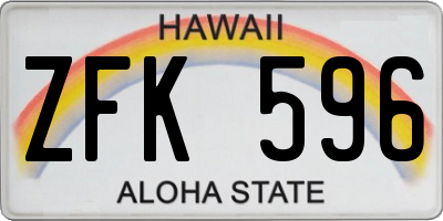 HI license plate ZFK596