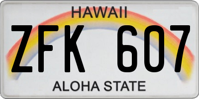 HI license plate ZFK607