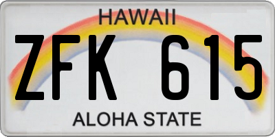 HI license plate ZFK615