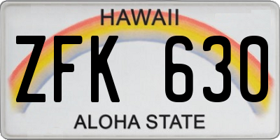 HI license plate ZFK630