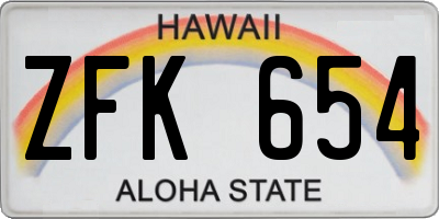 HI license plate ZFK654