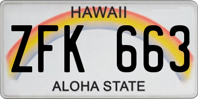 HI license plate ZFK663