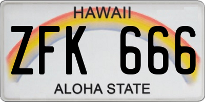HI license plate ZFK666