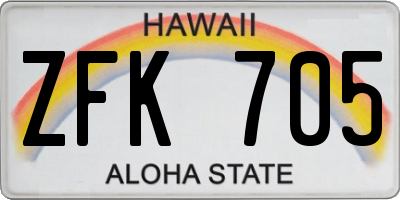 HI license plate ZFK705