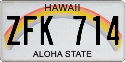 HI license plate ZFK714