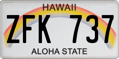 HI license plate ZFK737