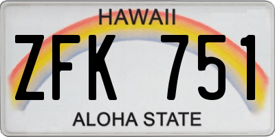 HI license plate ZFK751