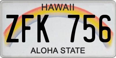 HI license plate ZFK756