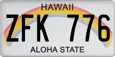 HI license plate ZFK776