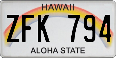HI license plate ZFK794