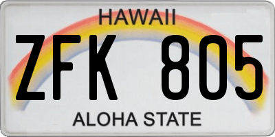 HI license plate ZFK805