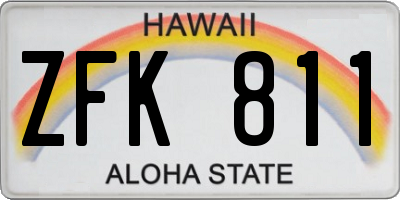 HI license plate ZFK811