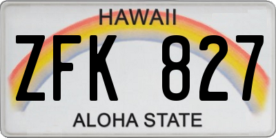 HI license plate ZFK827