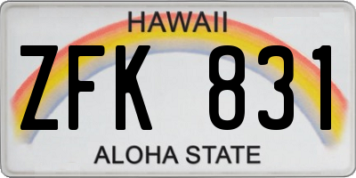 HI license plate ZFK831