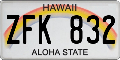 HI license plate ZFK832