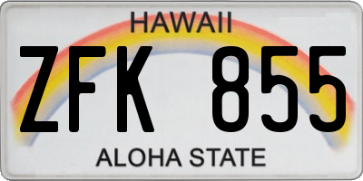 HI license plate ZFK855