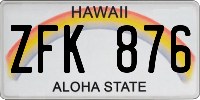 HI license plate ZFK876