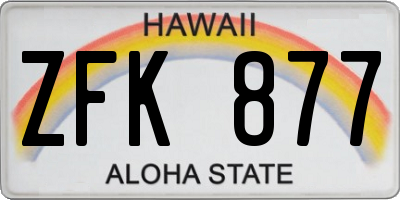HI license plate ZFK877