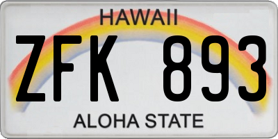 HI license plate ZFK893
