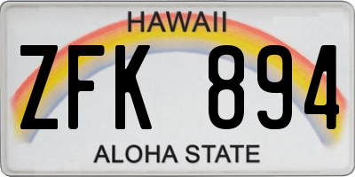 HI license plate ZFK894