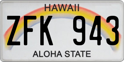 HI license plate ZFK943