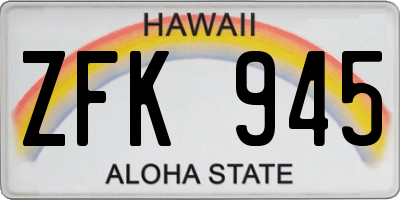 HI license plate ZFK945