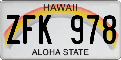 HI license plate ZFK978
