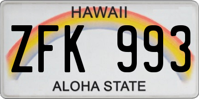 HI license plate ZFK993