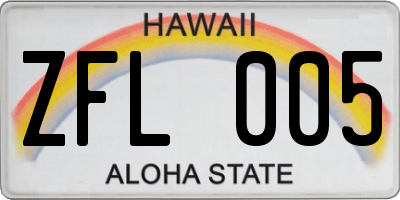 HI license plate ZFL005