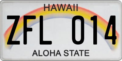 HI license plate ZFL014