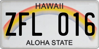 HI license plate ZFL016