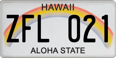 HI license plate ZFL021