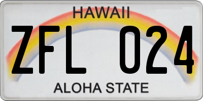 HI license plate ZFL024