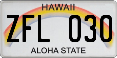 HI license plate ZFL030