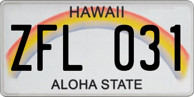 HI license plate ZFL031