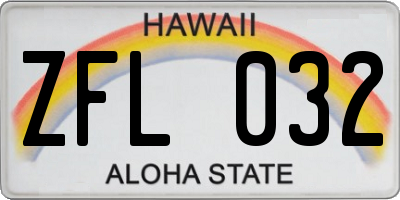 HI license plate ZFL032