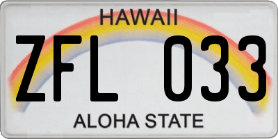 HI license plate ZFL033