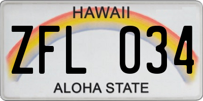 HI license plate ZFL034