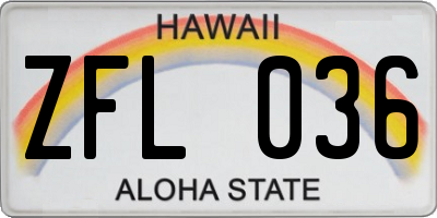 HI license plate ZFL036
