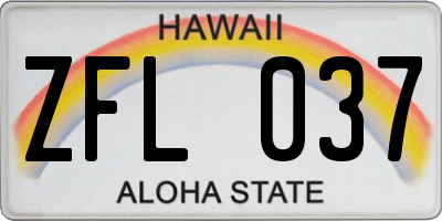 HI license plate ZFL037