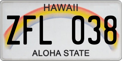 HI license plate ZFL038