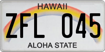HI license plate ZFL045